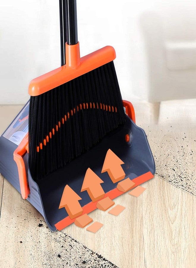LEAVINSKY Broom and Dustpan Set, Broom Dustpan with 52" Long Handle, Comb Teeth and Rubber Lip Design, Upright Broom and Dustpan Set for Home Kitchen Room Office Lobby Floor Use - Image 5